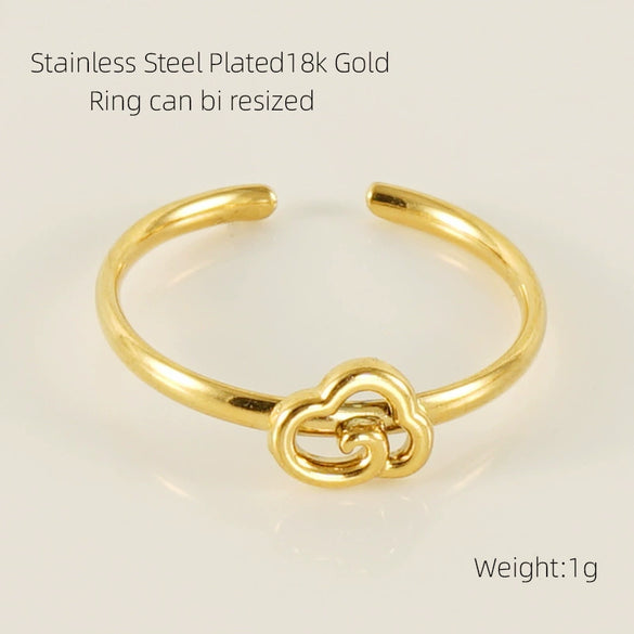 316L Stainless Steel Women's Airplane Ring With Geometric And Four Leaf Clover Pattern Electroplated Design
