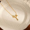 Titanium Steel Women's Allmatch Tree Of Life Inlaid Multicolor Zircon Electroplated Collarbone Necklace