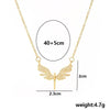 Titanium Steel Women's Angel Wings Pendant Necklace With Mixed Gem Inlay And Geometric Styling And Electroplating Treatment