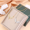 Titanium Steel Women's Angel Wings Pendant Necklace With Mixed Gem Inlay And Geometric Styling And Electroplating Treatment