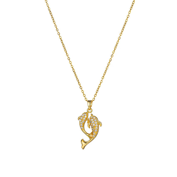 Titanium Steel Women's Animal Zodiac Diamond Set Pendant Necklace
