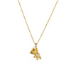 Titanium Steel Women's Animal Zodiac Diamondencrusted Pendant Necklace With Cross Chain