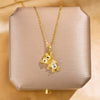 Titanium Steel Women's Animal Zodiac Diamondencrusted Pendant Necklace With Cross Chain