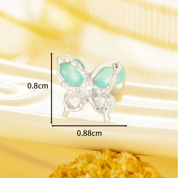 Titanium Steel Women's Animals Style Inlaid Zircon Butterfly Earrings