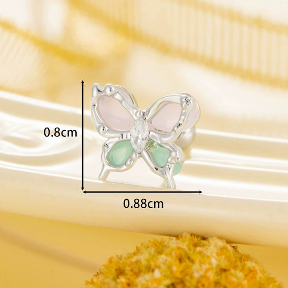 Titanium Steel Women's Animals Style Inlaid Zircon Butterfly Earrings