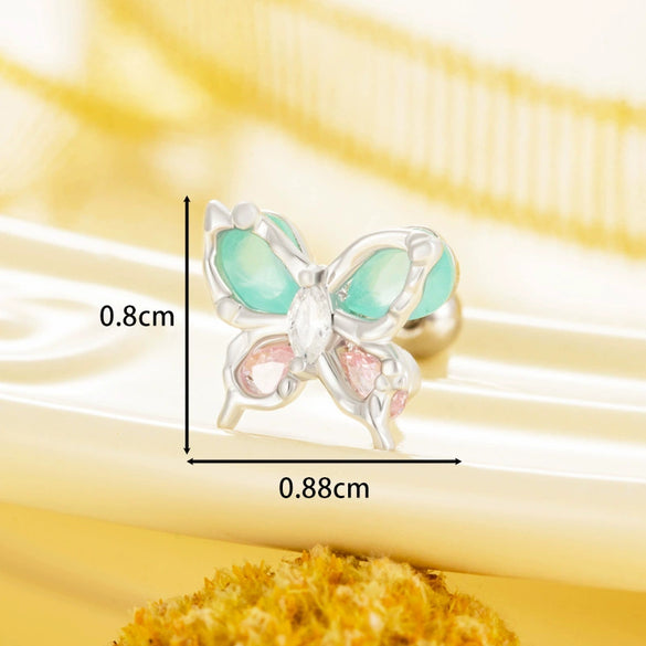 Titanium Steel Women's Animals Style Inlaid Zircon Butterfly Earrings