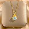 Titanium Steel Women's Animals Zodiac Firefly Pendant Necklace With Mixed Gem Inlay And Diamond Design