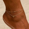 Titanium Steel Women's Anklet With 18K Gold Heart Pendant And Oval Bead Chain Geometric Pattern Simple Style