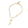 Titanium Steel Women's Anklet With Multiple Small Flower Tassels And Small Grass Hollow Doublelayer Design