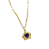 Titanium Steel Women's Blue Crown Full Zirconium Set Real Gold Necklace With Geometric Pattern And Diamond Design