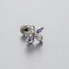 Titanium Steel Women's Bow Purple Zircon Earrings Ear Nails