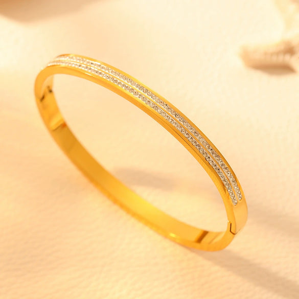 Titanium Steel Women's Bracelet Electroplating Full Diamond Highend Natural Design