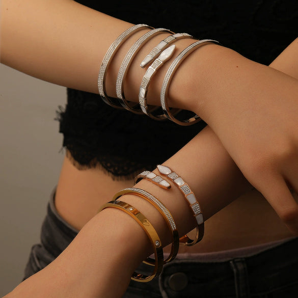 Titanium Steel Women's Bracelet Electroplating Full Diamond Highend Natural Design