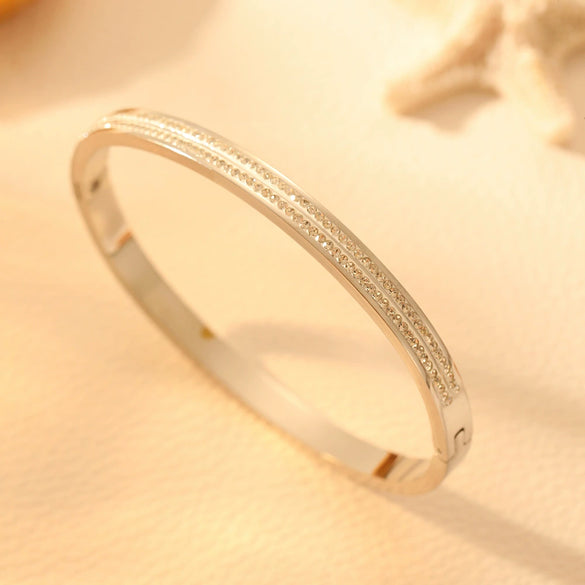 Titanium Steel Women's Bracelet Electroplating Full Diamond Highend Natural Design