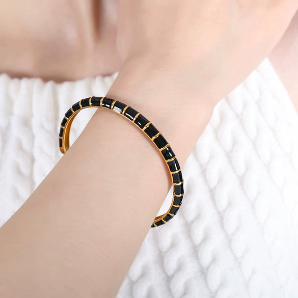 316L Stainless Steel Women's Bracelet Jewelry With Geometric Style Oil Dropping Macaron Color Electroplated Design