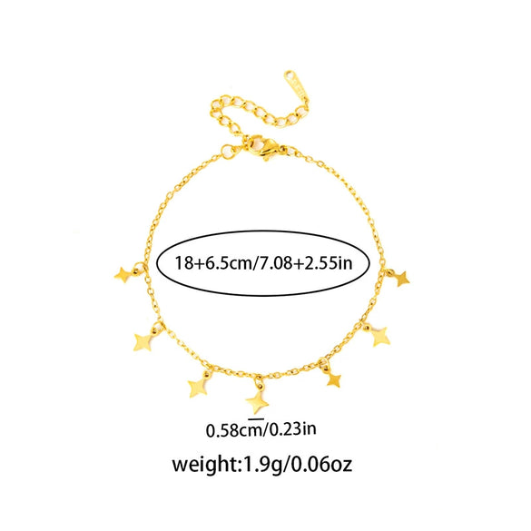 Titanium Steel Women's Bracelet With Copper Flower Pendant And O Word Chain Electroplated Simple Style