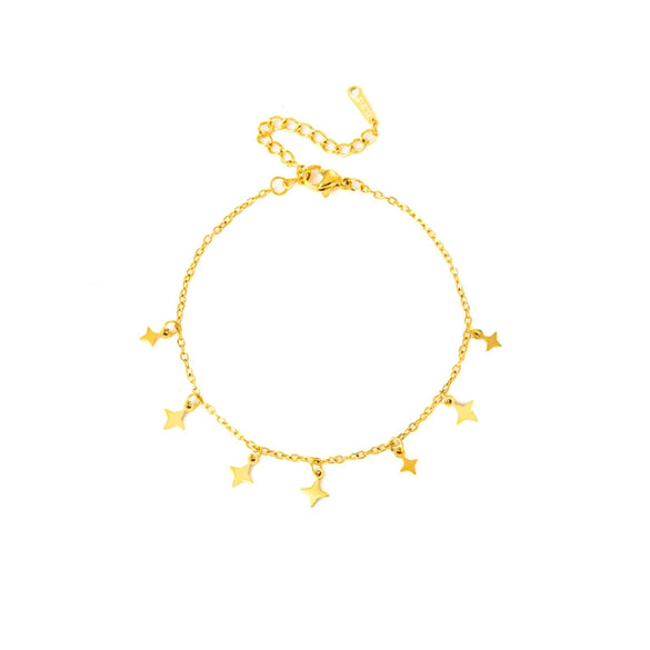 Titanium Steel Women's Bracelet With Copper Flower Pendant And O Word Chain Electroplated Simple Style