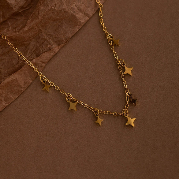 Titanium Steel Women's Bracelet With Copper Flower Pendant And O Word Chain Electroplated Simple Style