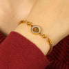 316L Stainless Steel Women's Bracelet With Gold Wire Weaving And Geometric Style