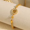 316L Stainless Steel Women's Bracelet With Gold Wire Weaving And Geometric Style