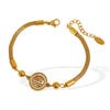 316L Stainless Steel Women's Bracelet With Gold Wire Weaving And Geometric Style