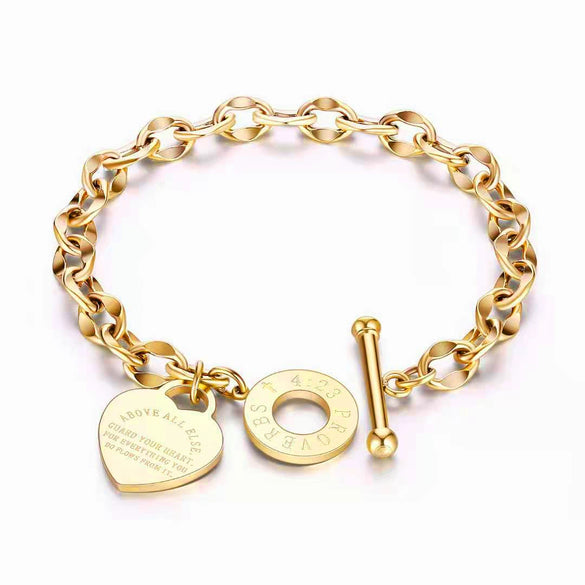 Titanium Steel Women's Bracelet With Rhombus Pattern And Electroplating Treatment