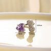 Titanium Steel Women's C Shaped Horseshoe Ring Style Earrings With Inlaid Zircon Bow And Heart Pattern