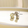 Titanium Steel Women's C Shaped Horseshoe Ring Style Earrings With Inlaid Zircon Bow And Heart Pattern