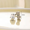 Titanium Steel Women's C Shaped Horseshoe Ring Style Earrings With Inlaid Zircon Bow And Heart Pattern