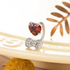 Titanium Steel Women's C Shaped Horseshoe Ring Style Earrings With Inlaid Zircon Bow And Heart Pattern