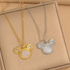 Titanium Steel Women's Cartoon Animal Zodiac Pendant Necklace With Mixed Gemstone Inlay And Electroplating