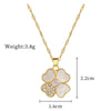 Titanium Steel Women's Cartoon Geometric Diamond Inlaid Clavicle Necklace With Shell Lucky Grass Flower Pendant