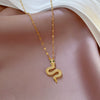 Titanium Steel Women's Cartoon Geometric Diamond Microinlaid Snake Pendant Necklace