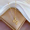 Titanium Steel Women's Cartoon Geometric Diamond Microinlaid Snake Pendant Necklace