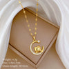 Titanium Steel Women's Cartoon Geometric Diamond Necklace With Copper Pendant