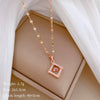 Titanium Steel Women's Cartoon Geometric Diamond Necklace With Copper Pendant
