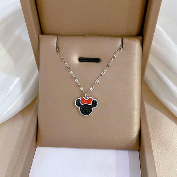 Titanium Steel Women's Cartoon Geometric Mickey Mouse Electroplated Necklace
