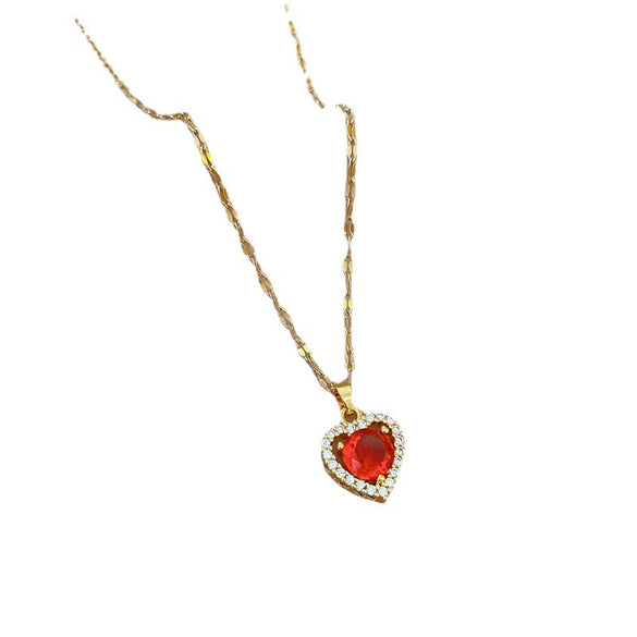 Titanium Steel Women's Cartoon Geometric Microinlaid Real Gold Necklace Accessories