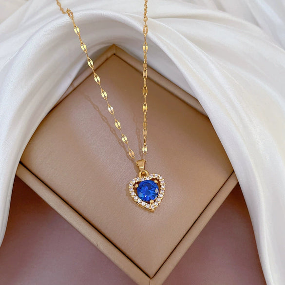 Titanium Steel Women's Cartoon Geometric Microinlaid Real Gold Necklace Accessories