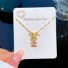 Titanium Steel Women's Cartoon Geometric Rabbit Necklace Inlaid With Real Gold And Full Of Zirconium