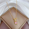 Titanium Steel Women's Cartoon Geometric Rabbit Necklace Inlaid With Real Gold And Full Of Zirconium