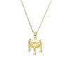 Titanium Steel Women's Cat's Eye Stone Fox Shape Pendant Necklace With Animals Pattern And Diamond Design