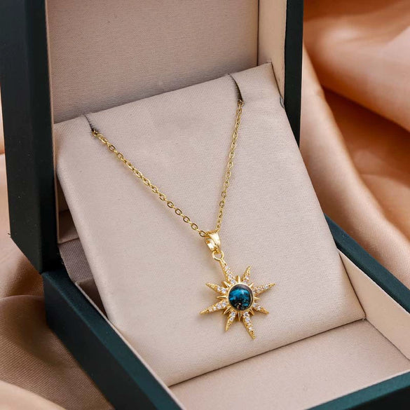 Titanium Steel Women's Clavicle Chain Jewelry With Copper Pendant Micropaved Geometric Pattern Light Luxury Style