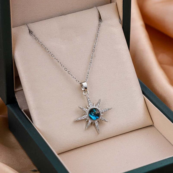 Titanium Steel Women's Clavicle Chain Jewelry With Copper Pendant Micropaved Geometric Pattern Light Luxury Style
