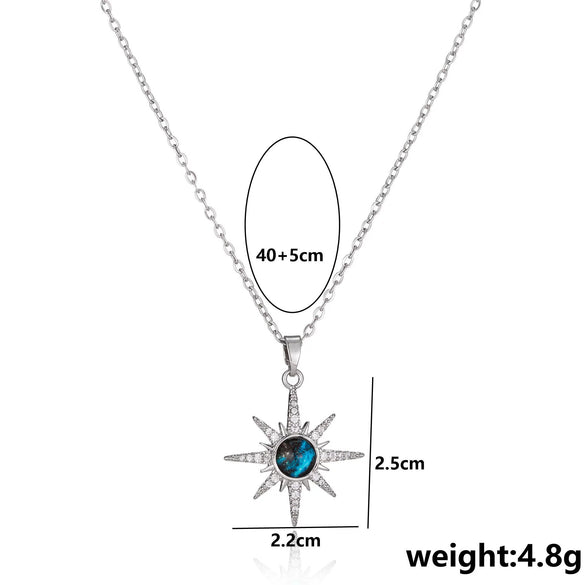 Titanium Steel Women's Clavicle Chain Jewelry With Copper Pendant Micropaved Geometric Pattern Light Luxury Style