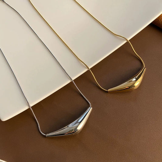 Stainless Steel Women's Collarbone Necklace Light Luxury Geometric Electroplating Snake Bone Chain
