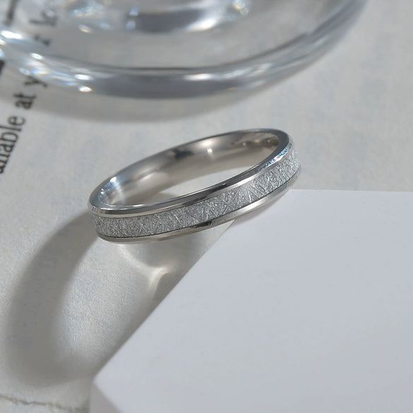 Titanium Steel Women's Couple Ring Geometric Style Seiko Inlaid With Ice Silk Foil