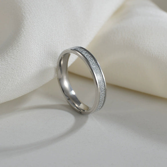 Titanium Steel Women's Couple Ring Geometric Style Seiko Inlaid With Ice Silk Foil