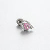 Titanium Steel Women's Cute Bear Pink Bow Zircon Earrings