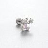 Titanium Steel Women's Cute Bear Pink Bow Zircon Earrings